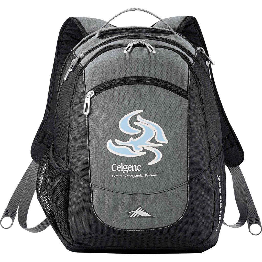 High Sierra Fly-By Laptop Backpack, 17 Inch Embroidery - Gray - Front