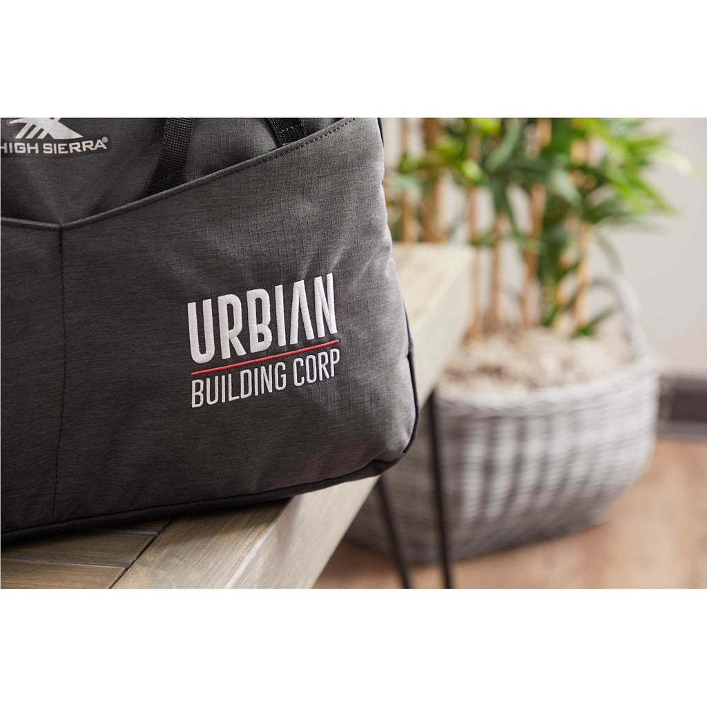 High Sierra Forester Duffel Bag in Recycled PET, 22 Inches Transfer - Graphite - Detail