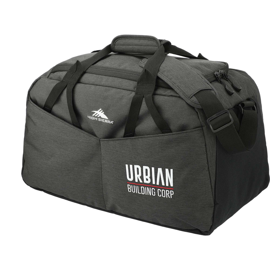 High Sierra Forester Duffel Bag in Recycled PET, 22 Inches Transfer - Graphite - Left Angle