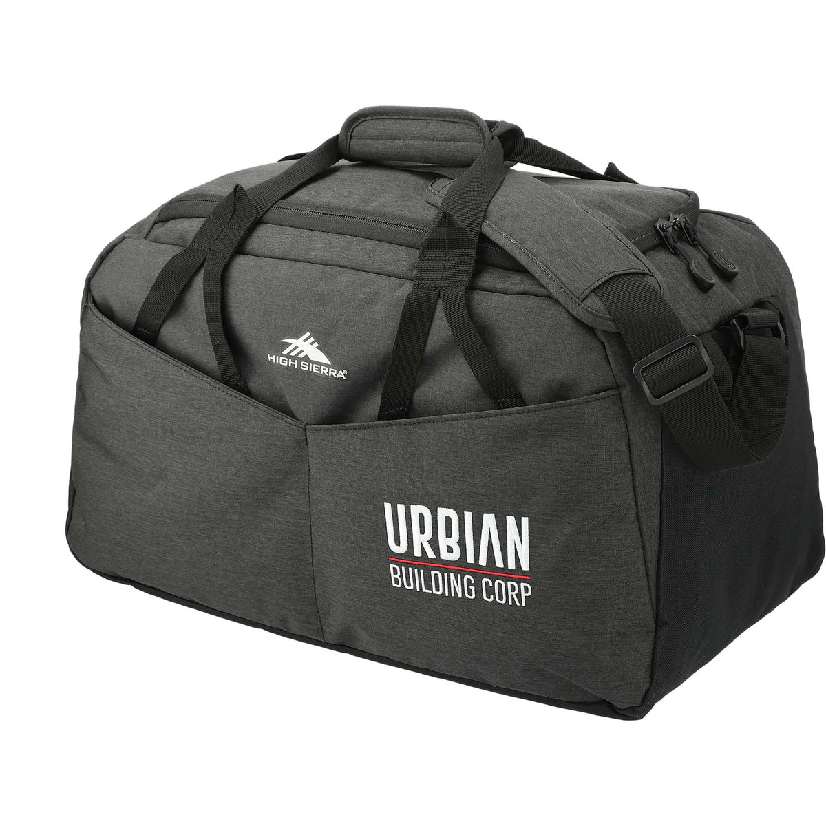 High Sierra Forester Duffel Bag in Recycled PET, 22 Inches Transfer - Graphite - Left Angle