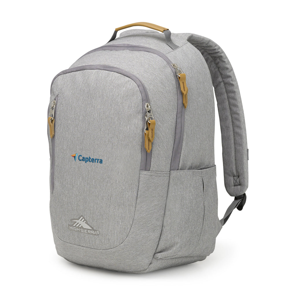 High Sierra Haidan Laptop Backpack with Tablet Sleeve Embroidery - Light Grey Heather - View 2
