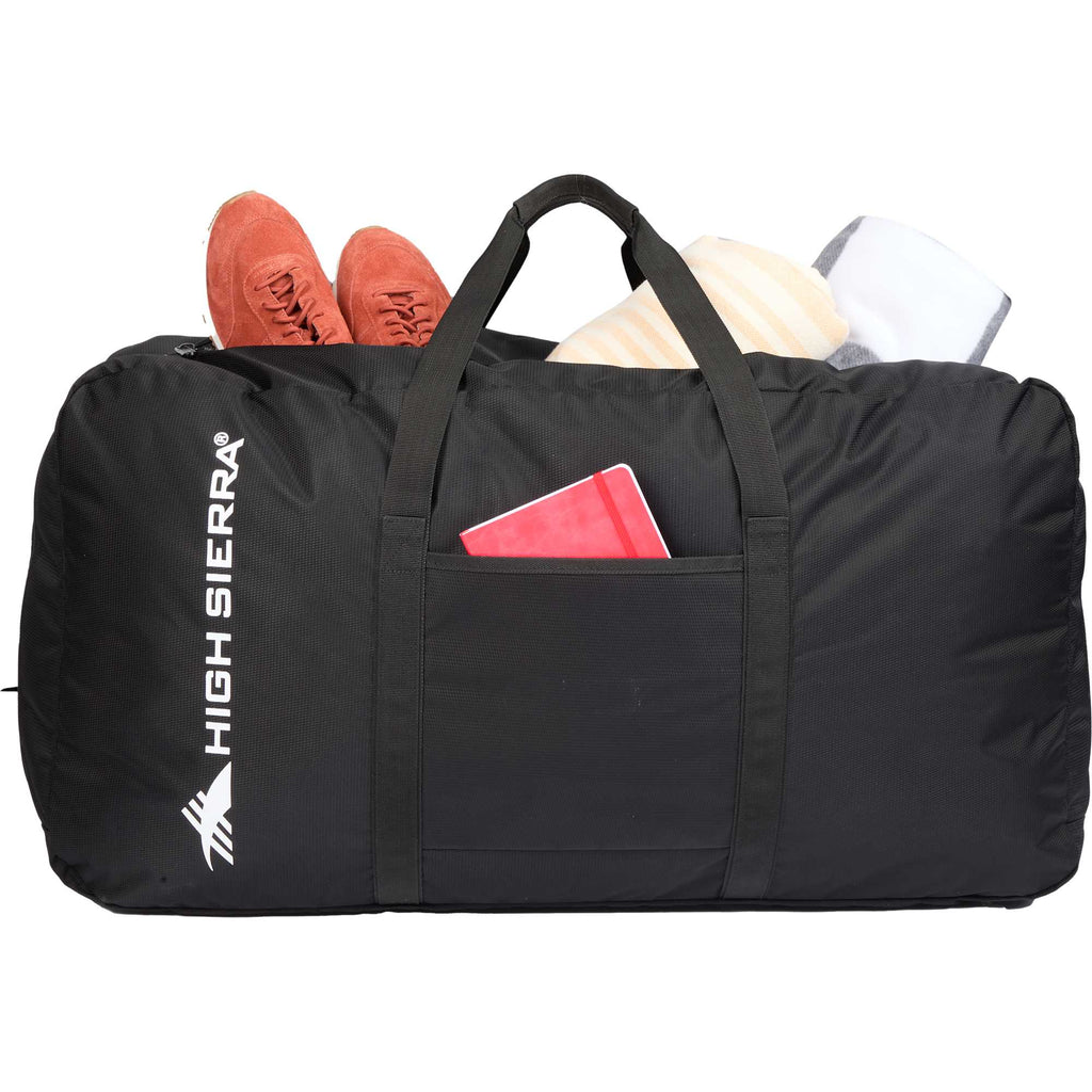 High Sierra Hi-Ton Lightweight Duffel Bag in Recycled Polyester Embroidery - Black - Front Propped