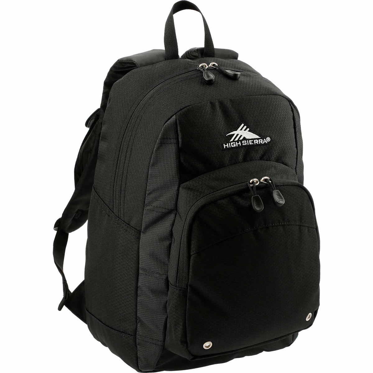 High Sierra Impact Backpack in Duralite Embroidery - Black - Right Angle 2