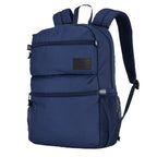 High Sierra Inhibit Recycled Laptop Backpack, 15 Inch Embroidery - Navy - Left Angle 2