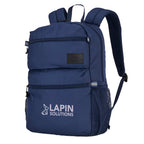 High Sierra Inhibit Recycled Laptop Backpack, 15 Inch Embroidery - Navy - Left Angle