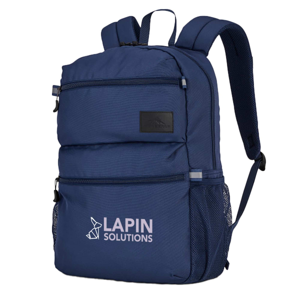 High Sierra Inhibit Recycled Laptop Backpack, 15 Inch - Navy - Left Angle