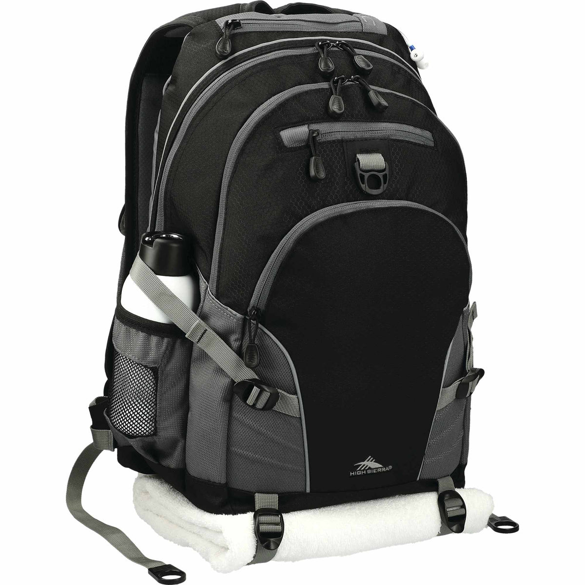 High Sierra Loop Backpack with Waist Belt Embroidery - Black - Photo 2