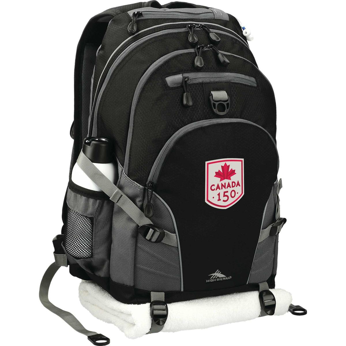 High Sierra Loop Backpack with Waist Belt Embroidery - Black - Photo