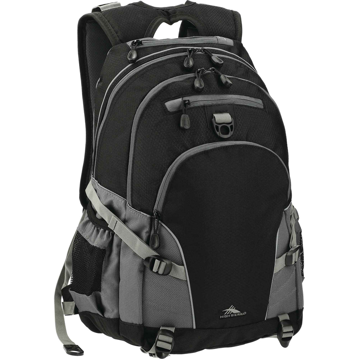 High Sierra Loop Backpack with Waist Belt Embroidery - Black - Right Angle 2