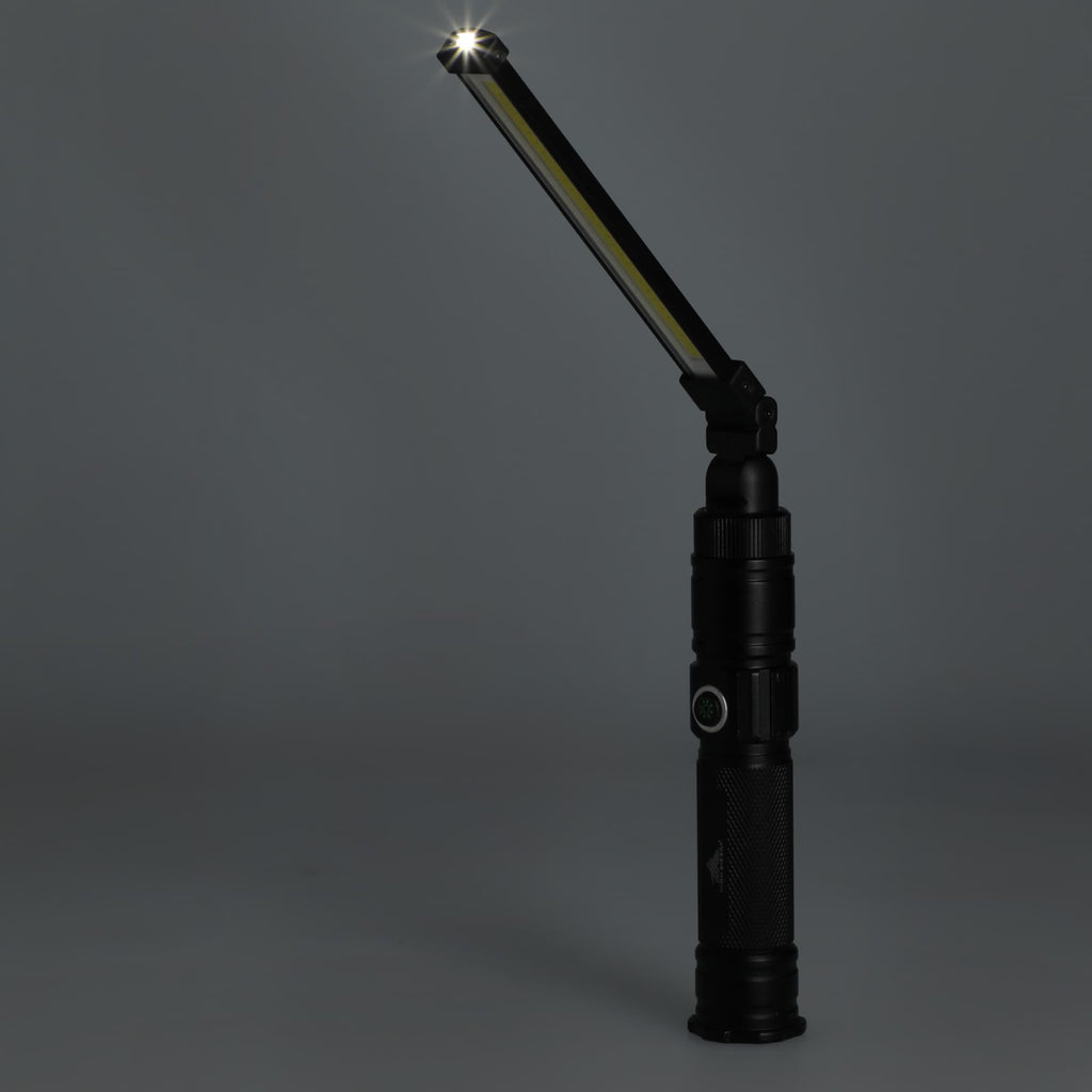 High Sierra Magnetic COB Work Light in Recycled Aluminum Laser Engraving - Black - Left Angle 3