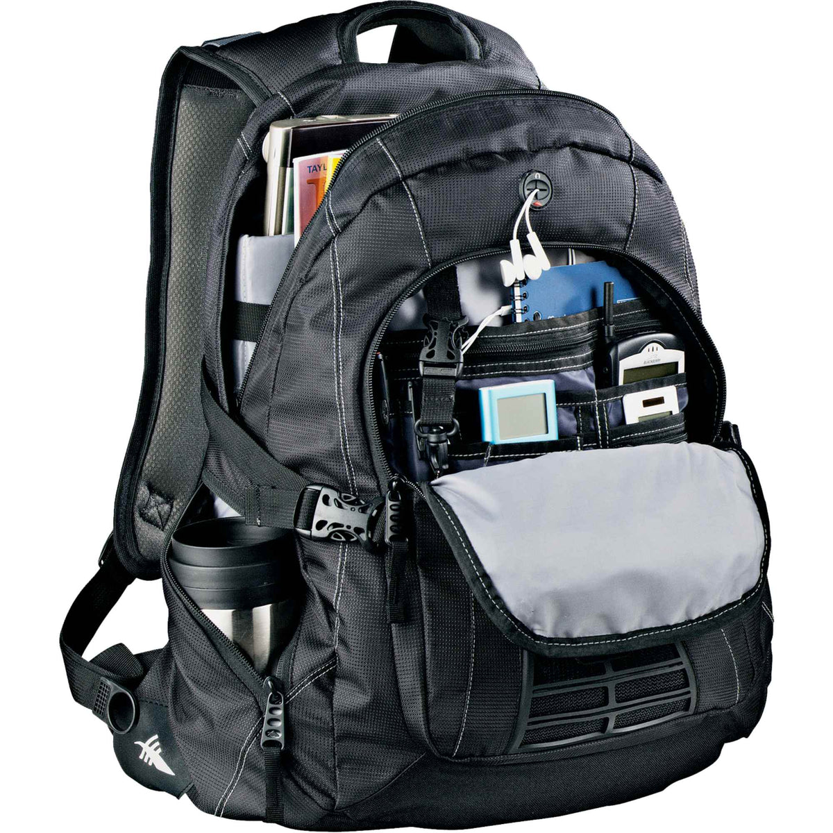 High Sierra Magnum Laptop Backpack with Headphone Port, 15 Inch Transfer - Black - Photo 2