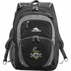 High Sierra Overtime Fly-By Laptop Backpack, 17 Inch Embroidery - Black - Front