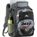 High Sierra Overtime Fly-By Laptop Backpack, 17 Inch Embroidery - Black - Photo