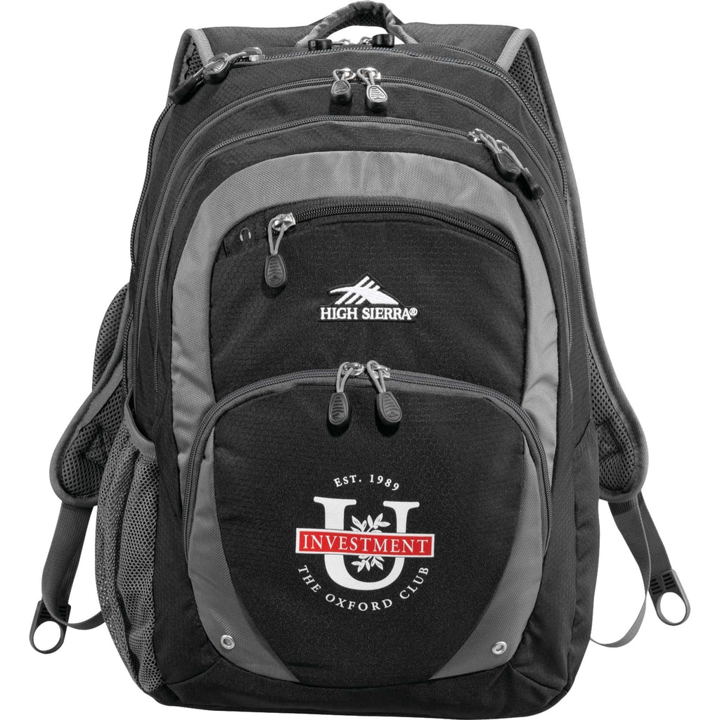 High Sierra Overtime Fly-By Laptop Backpack, 17 Inch Transfer - Black - Front 2