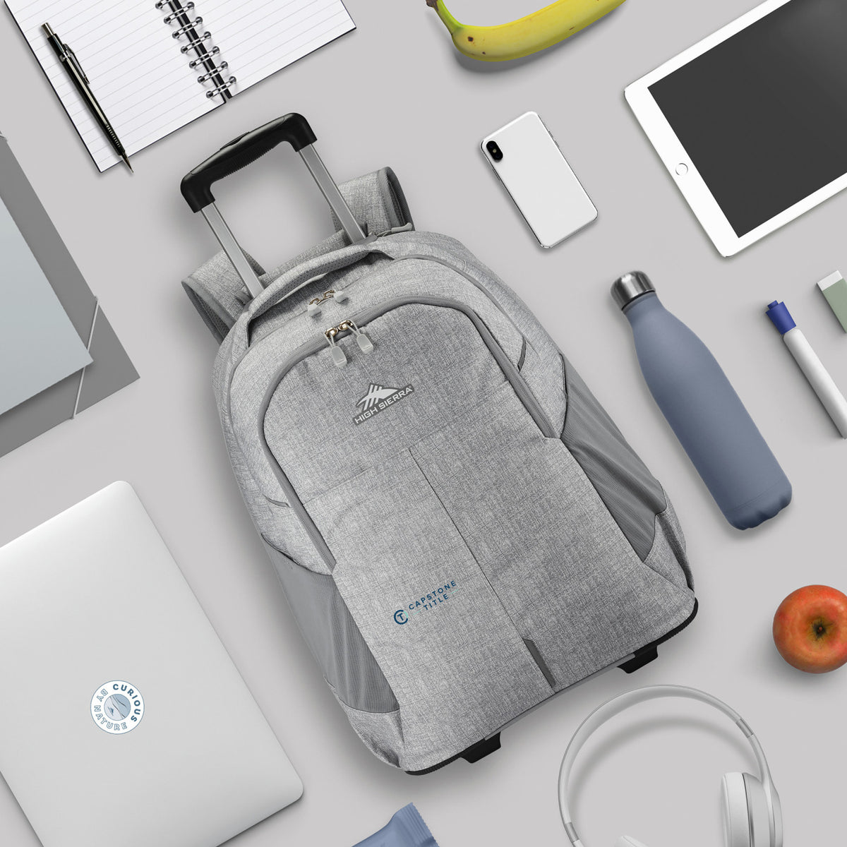 High Sierra Powerglide Pro Rolling Laptop Backpack, 17 Inch Embroidery - Silver Heather - View 7