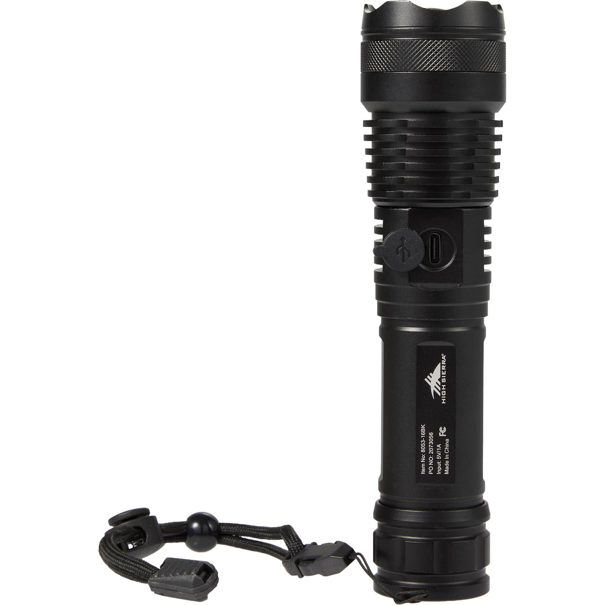 High Sierra Recycled Aluminum Zoom Flashlight, 200 Lumens - Black - Back 2
