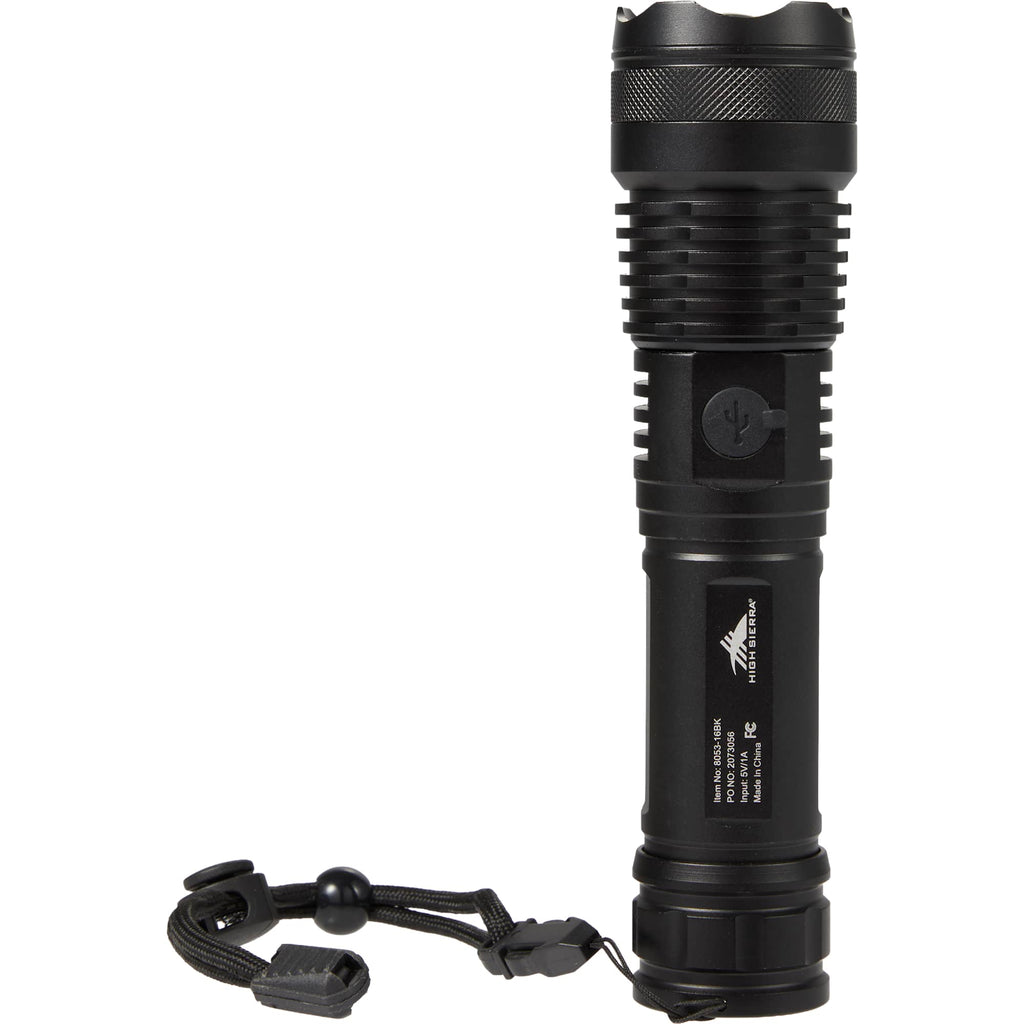 High Sierra Recycled Aluminum Zoom Flashlight, 200 Lumens - Black - Back