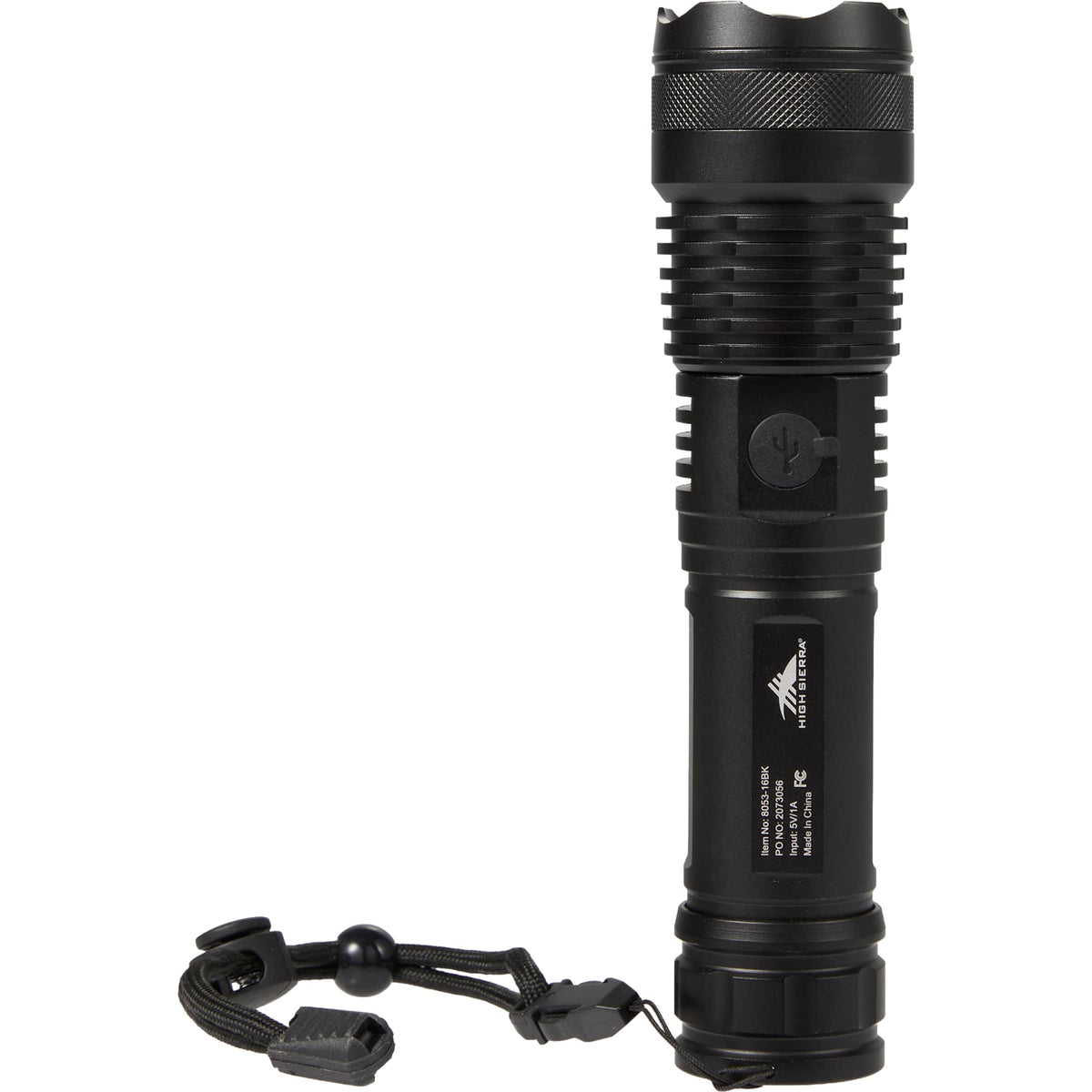 High Sierra Recycled Aluminum Zoom Flashlight, 200 Lumens - Black - Back
