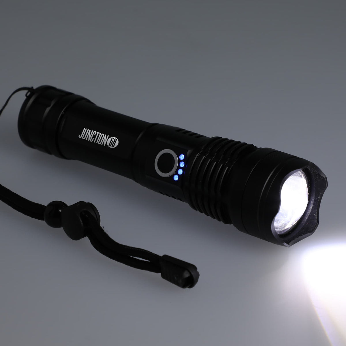 High Sierra Recycled Aluminum Zoom Flashlight, 200 Lumens - Black - Left Angle