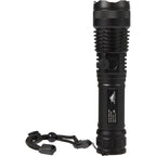 High Sierra Recycled Aluminum Zoom Flashlight, 200 Lumens Laser Engraving - Black - Back 2