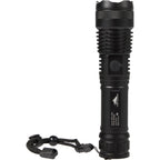 High Sierra Recycled Aluminum Zoom Flashlight, 200 Lumens Laser Engraving - Black - Back