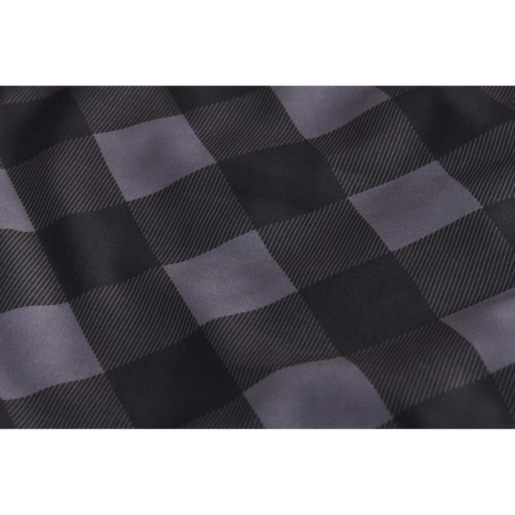 High Sierra Roll-Up Sherpa Blanket, Plaid Embroidery - Gray/Black - Detail
