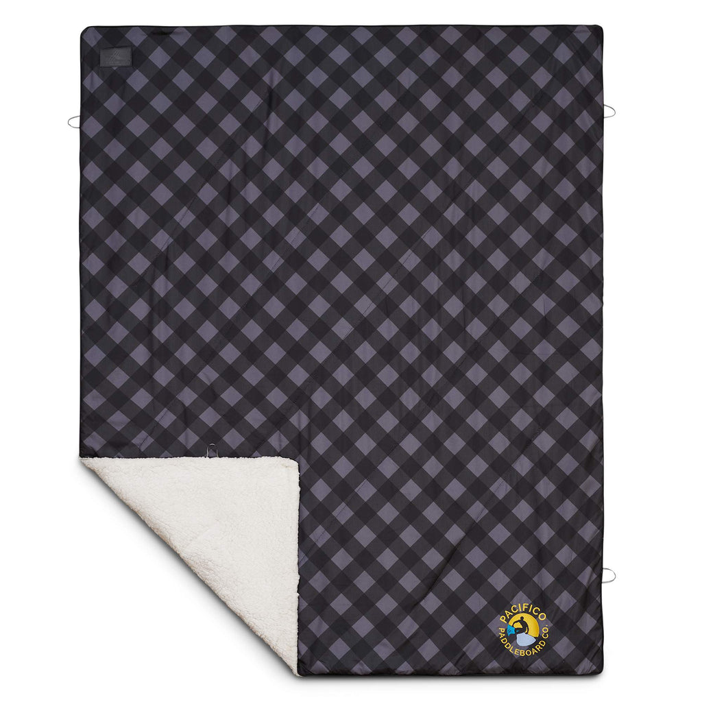 High Sierra Roll-Up Sherpa Blanket, Plaid Embroidery - Gray/Black - Photo 2