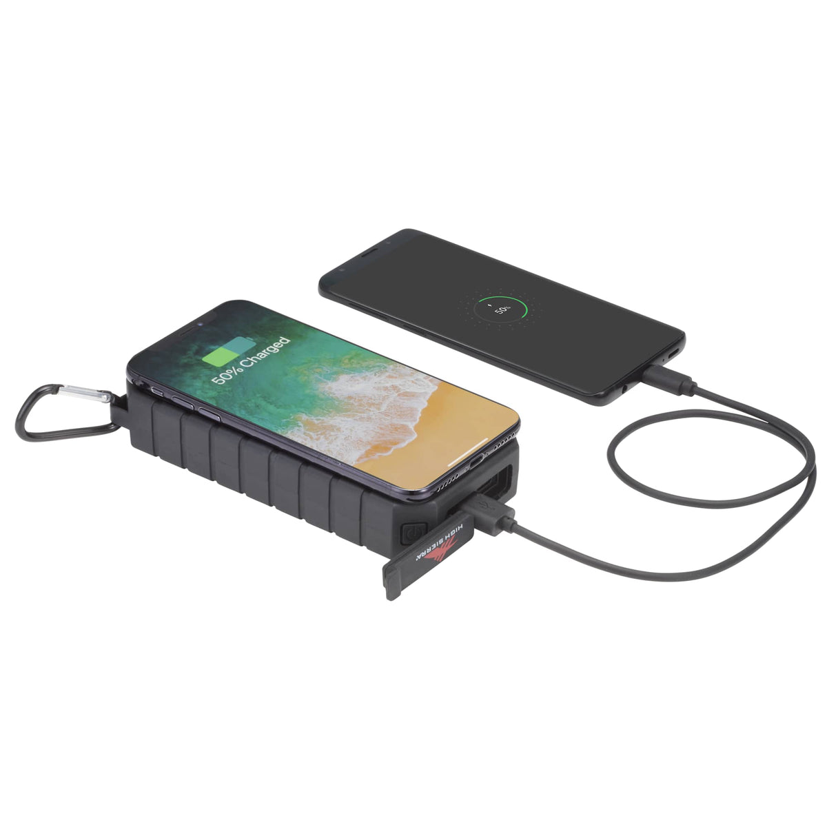 High Sierra Solar Wireless Power Bank with Carabiner, 10,000 mAh - Black - Photo 5
