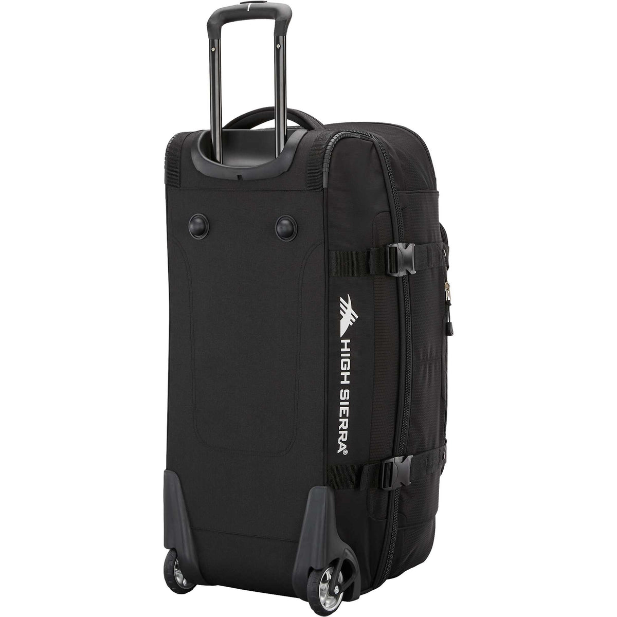 High Sierra Stonecroft Rolling Duffel Bag, Medium 28 Inches Embroidery - Black - Left Angle Back