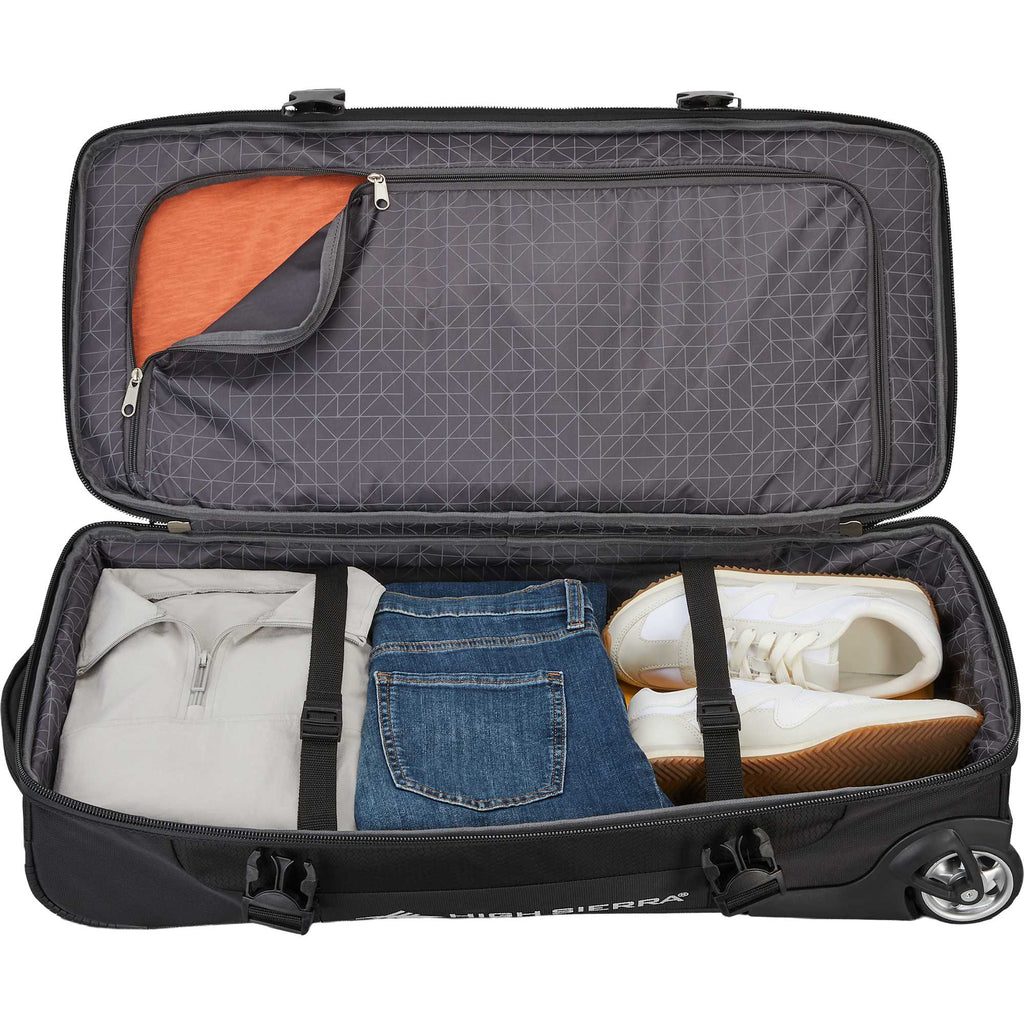 High Sierra Stonecroft Rolling Duffel Bag, Medium 28 Inches Transfer - Black - Front Open
