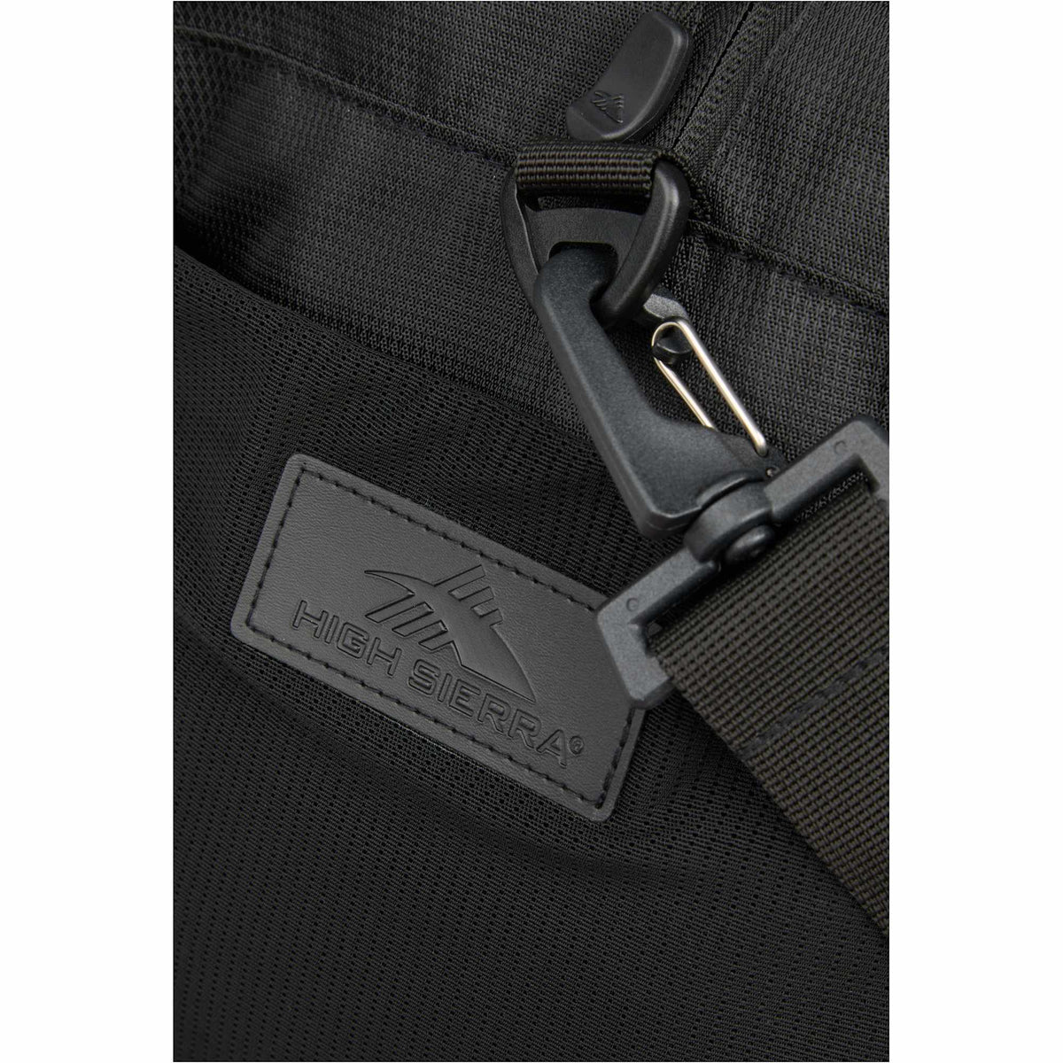 High Sierra Stoneway Duffel Bag with Trolley Pass-Through Embroidery - Black - Detail