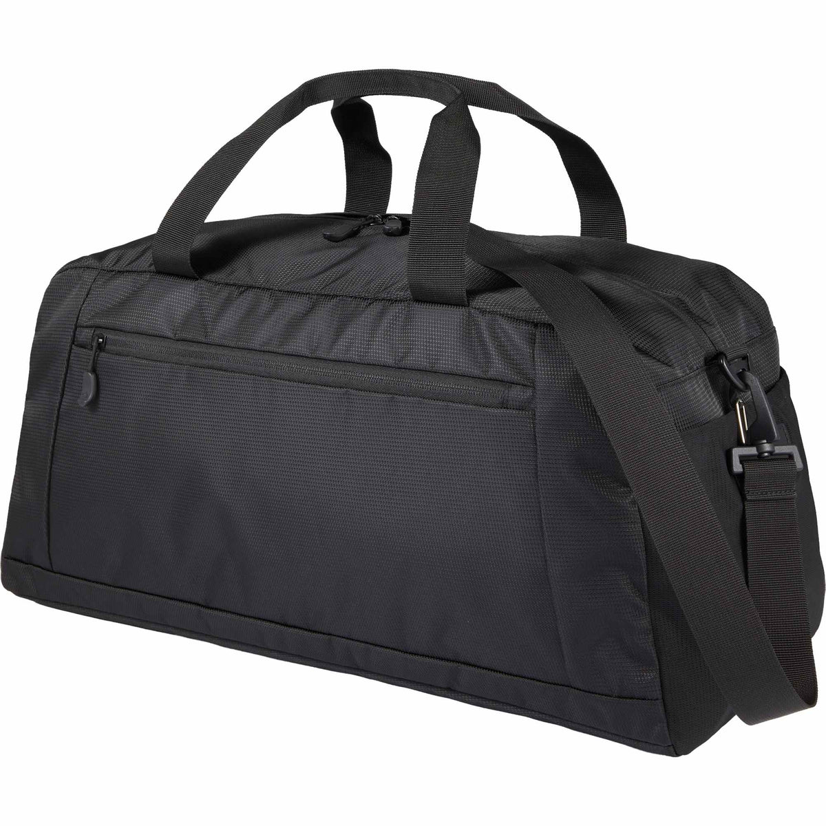 High Sierra Stoneway Duffel Bag with Trolley Pass-Through Embroidery - Black - Left Angle