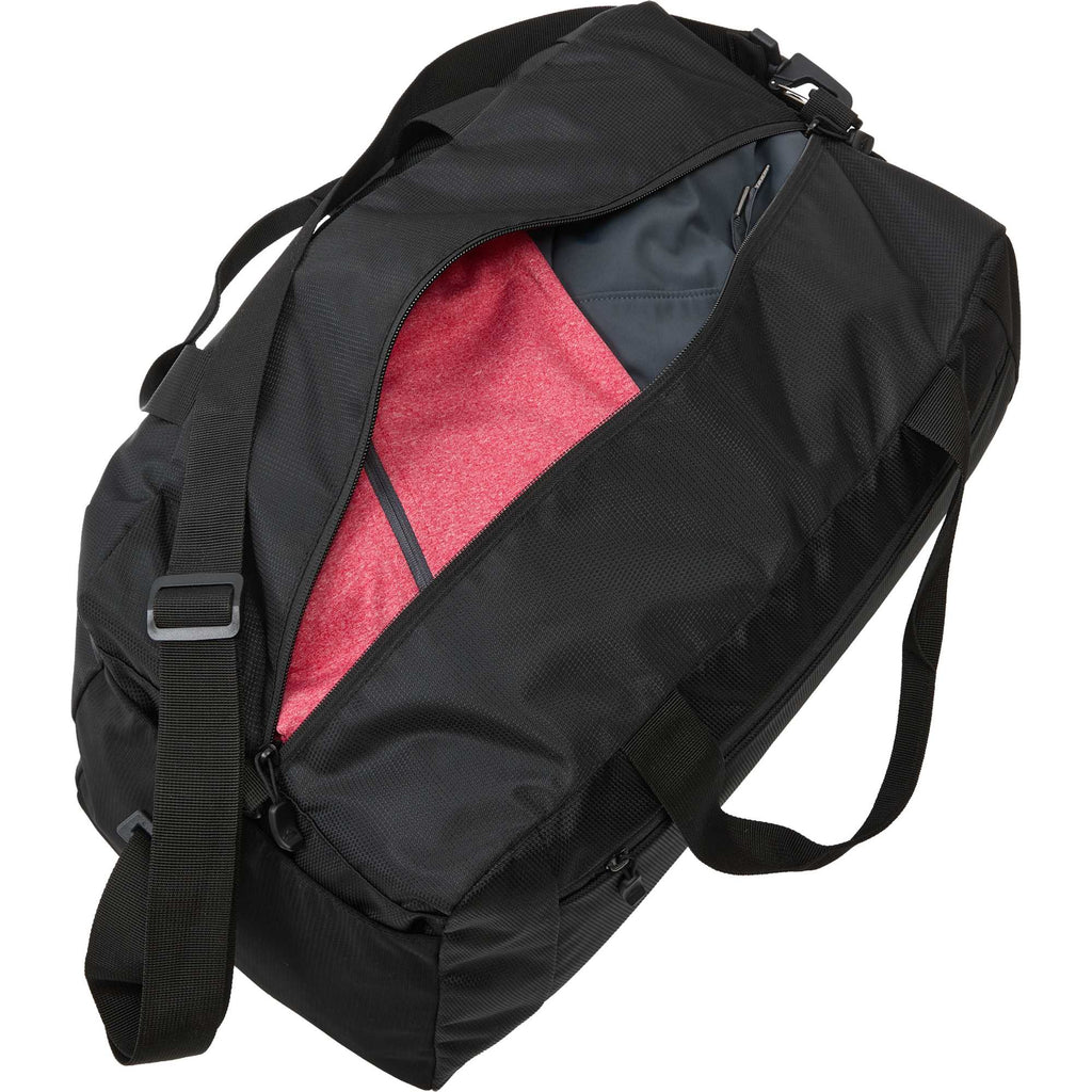High Sierra Stoneway Duffel Bag with Trolley Pass-Through Embroidery - Black - Propped 2