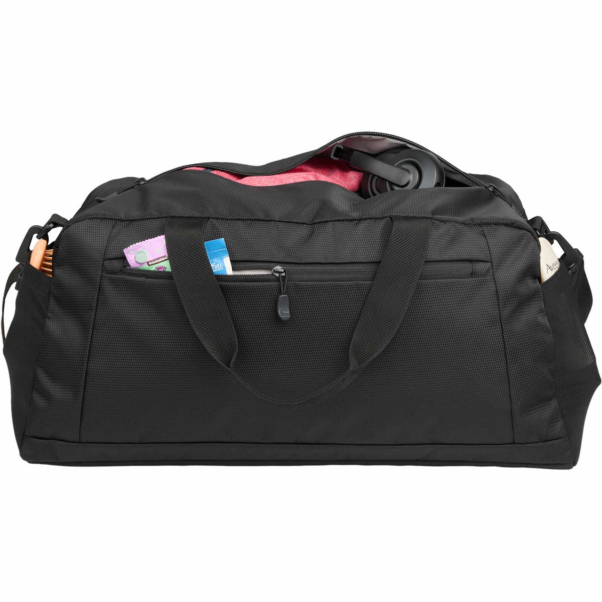 High Sierra Stoneway Duffel Bag with Trolley Pass-Through Embroidery - Black - Propped