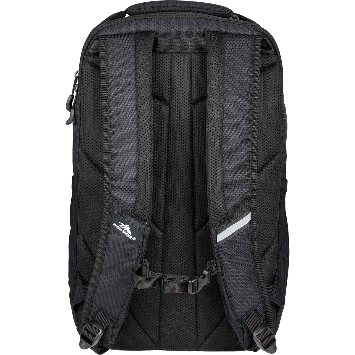 High Sierra Stoneway Recycled Laptop Backpack, 15 Inch Embroidery - Black - Back