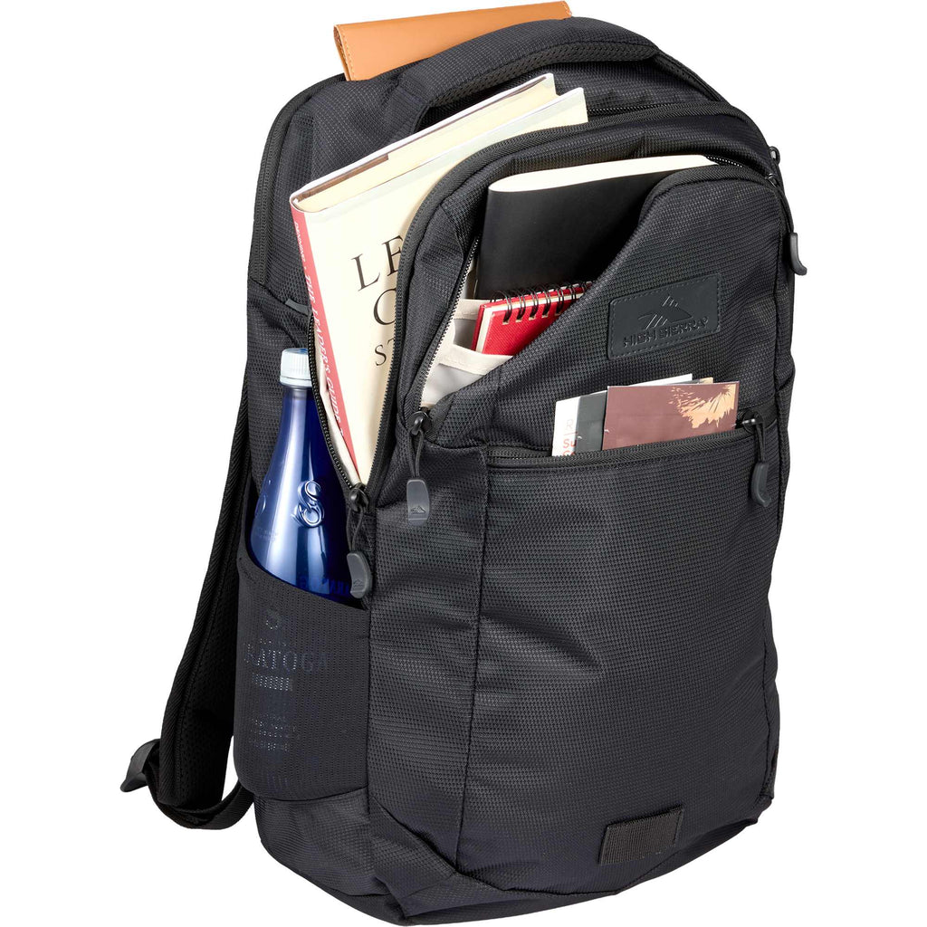 High Sierra Stoneway Recycled Laptop Backpack, 15 Inch Embroidery - Black - Detail