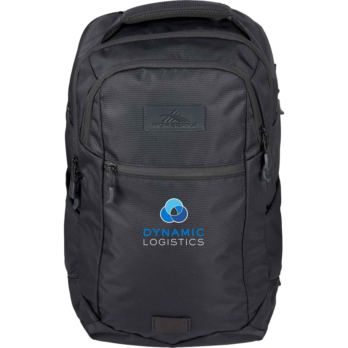 High Sierra Stoneway Recycled Laptop Backpack, 15 Inch Embroidery - Black - Front