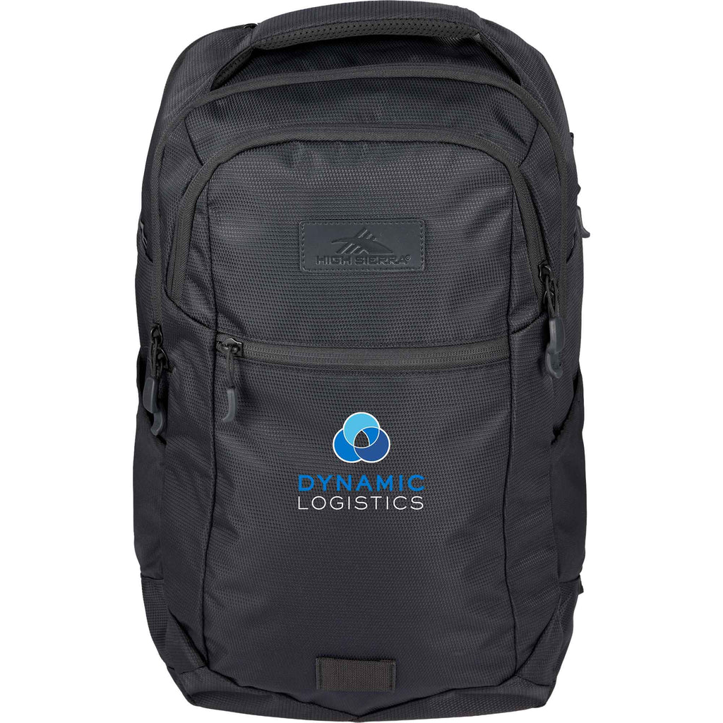 High Sierra Stoneway Recycled Laptop Backpack, 15 Inch Transfer - Black - Front