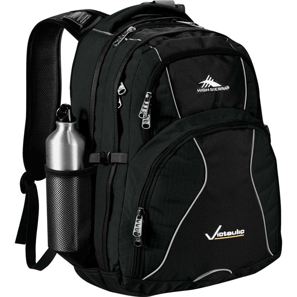 High Sierra Swerve Laptop Backpack with S-Curve Straps, 17 Inch Transfer - Black - Front