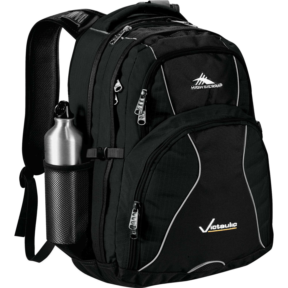 High Sierra Swerve Laptop Backpack with S-Curve Straps, 17 Inch Transfer - Black - Front