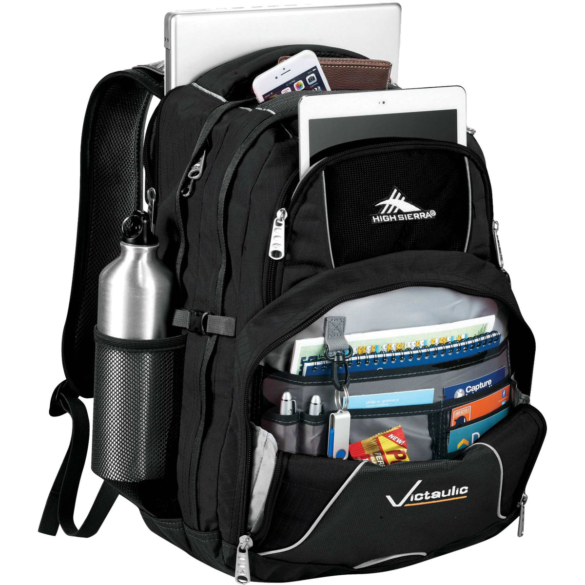 High Sierra Swerve Laptop Backpack with S-Curve Straps, 17 Inch Transfer - Black - Photo
