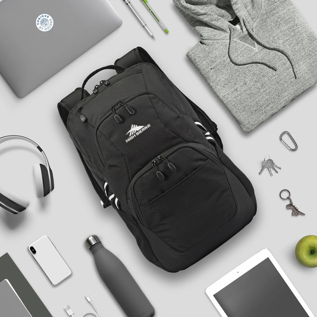 High Sierra Swoop SG Laptop Backpack with Cascading Pockets - Black - View 6