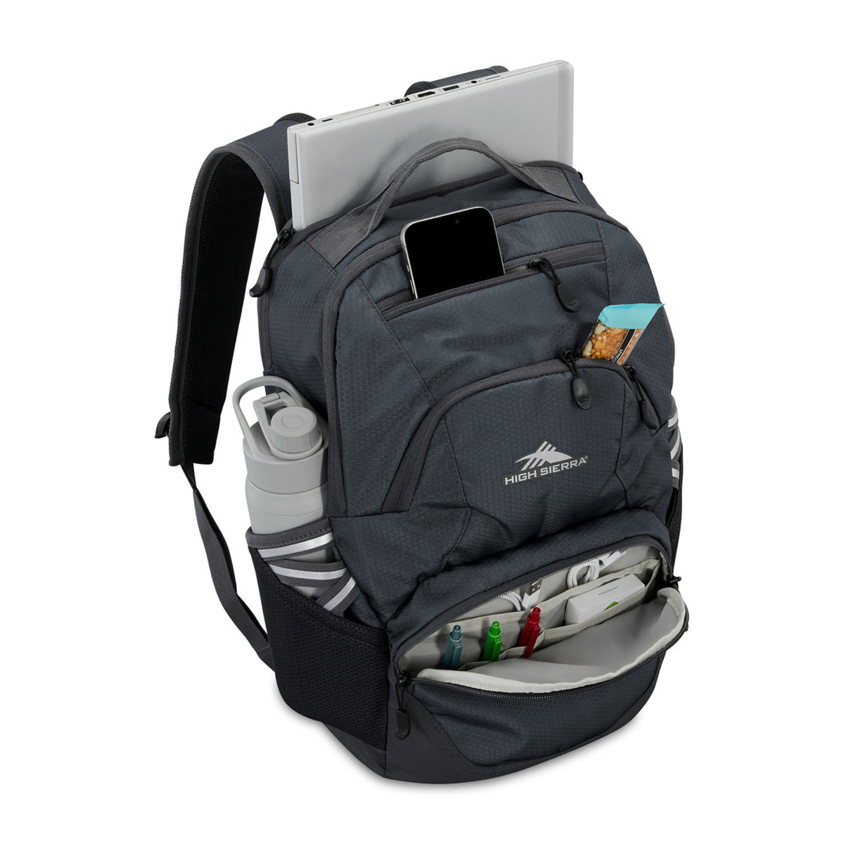 High Sierra Swoop SG Laptop Backpack with Cascading Pockets Embroidery - Mercury - View 3