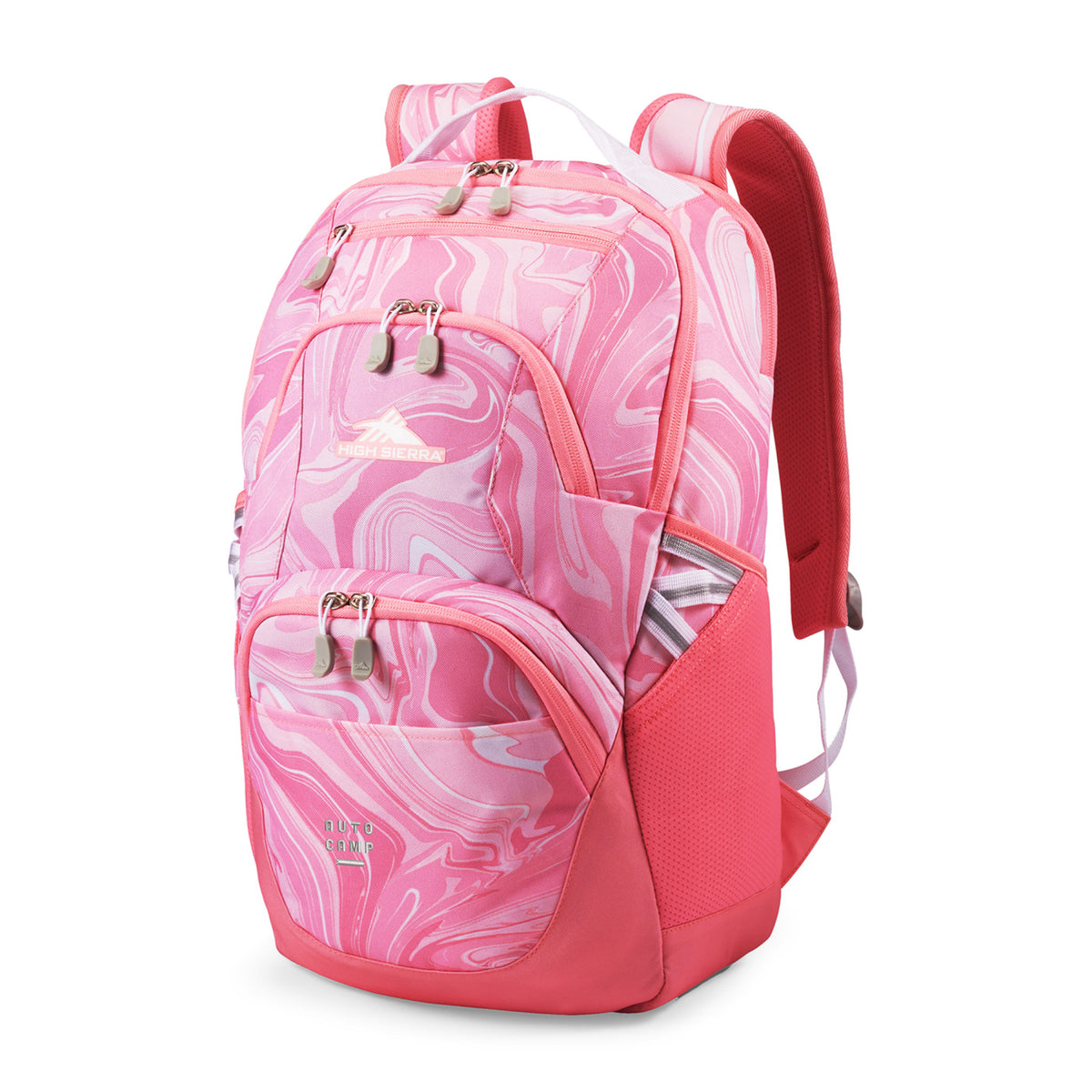 High Sierra Swoop SG Laptop Backpack with Cascading Pockets Embroidery - Pink Marble/Bubblegum Pink - View 4