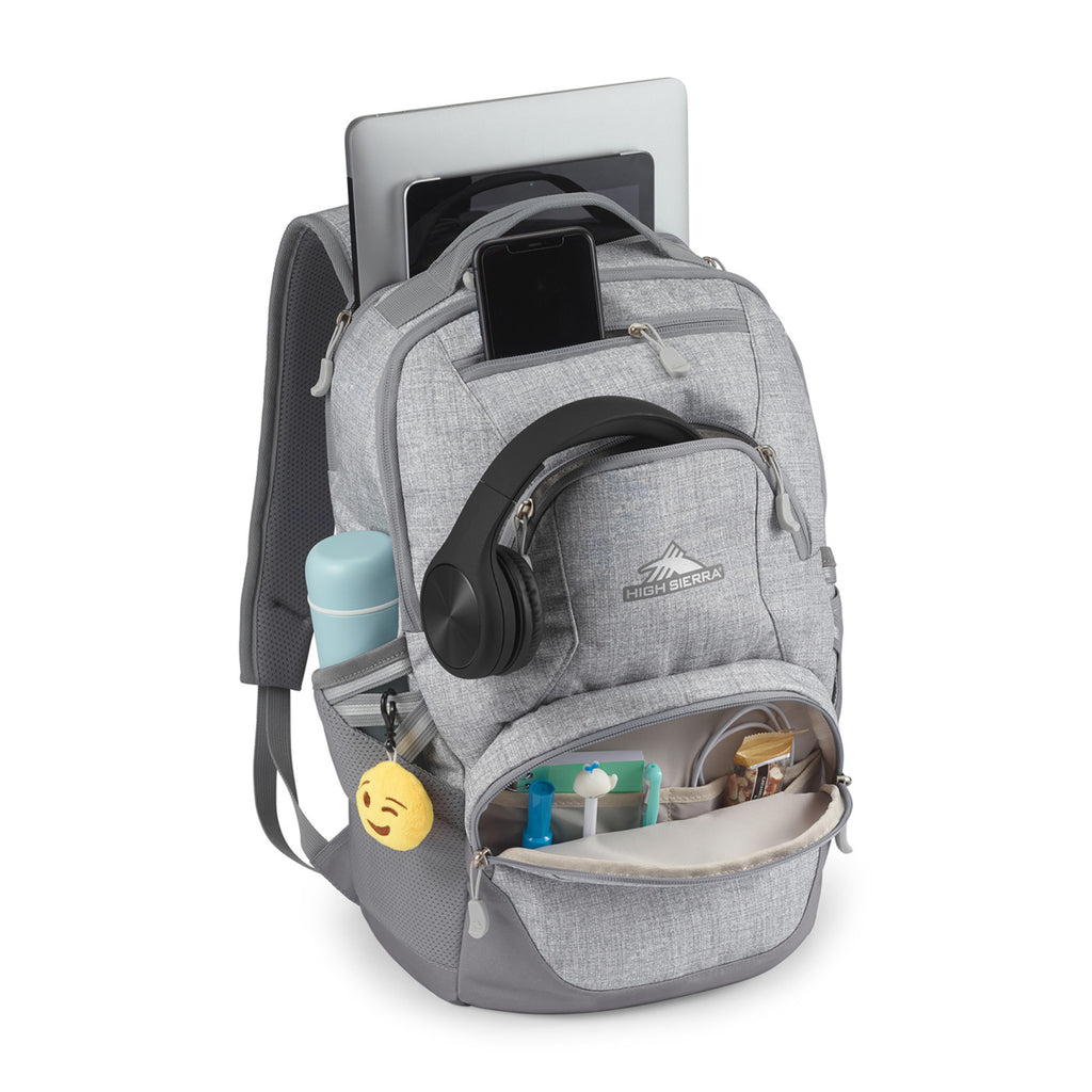 High Sierra Swoop SG Laptop Backpack with Cascading Pockets Embroidery - Silver Heather - View 3