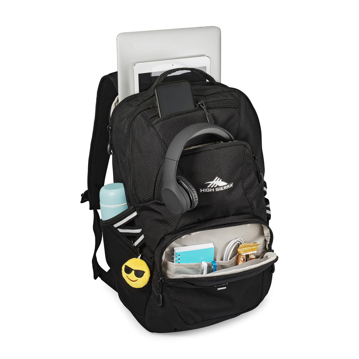 High Sierra Swoop SG Laptop Backpack with Cascading Pockets Transfer - Black - View 7