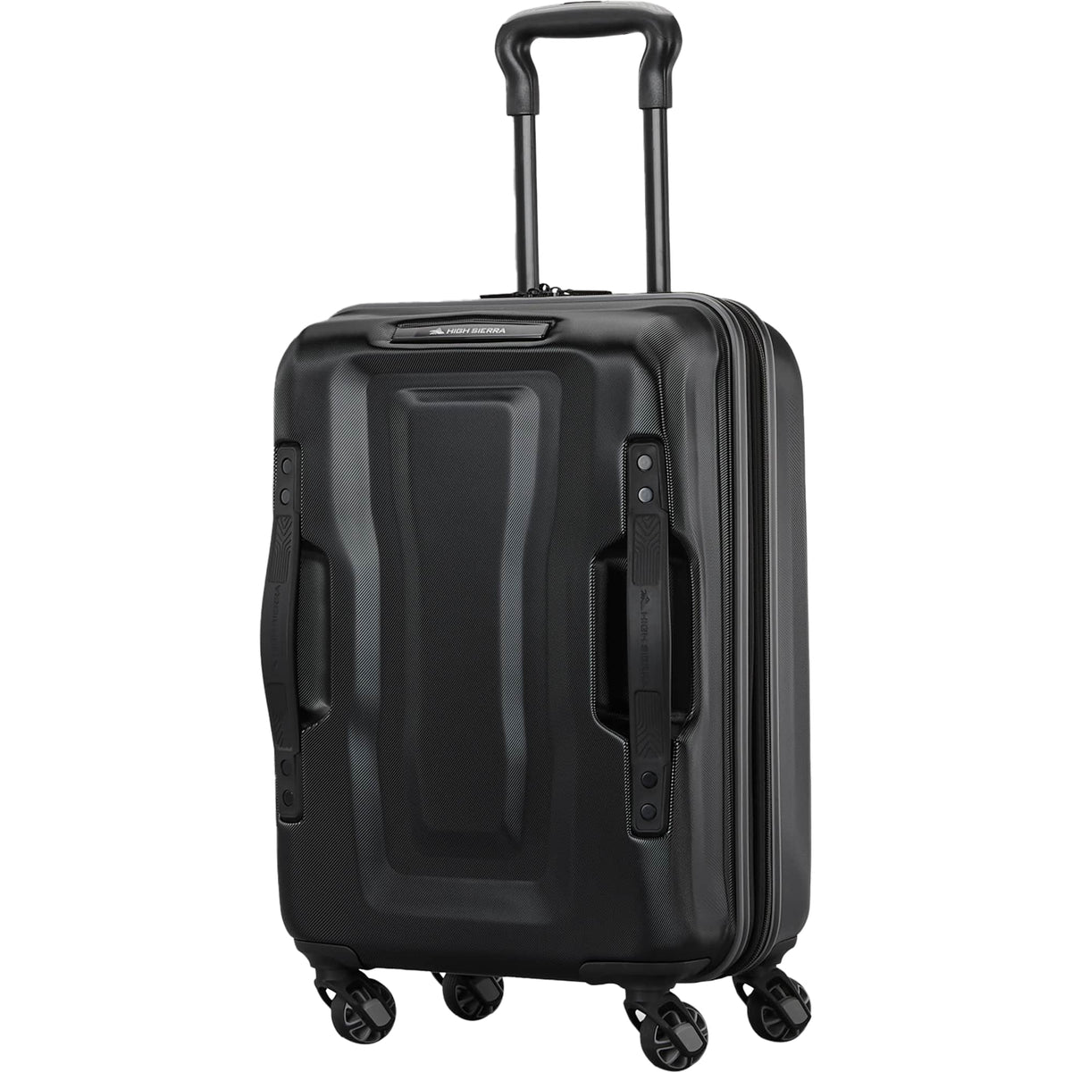 High Sierra Terra Trek Hardside Carry-On Spinner Debossing - Black - Left Angle