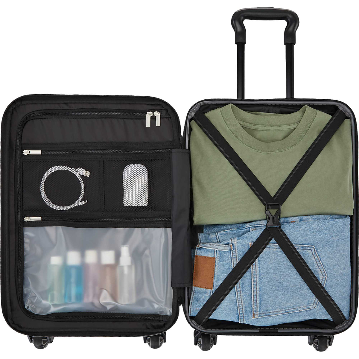 High Sierra Terra Trek Hardside Carry-On Spinner Full Color - Black - Front Open