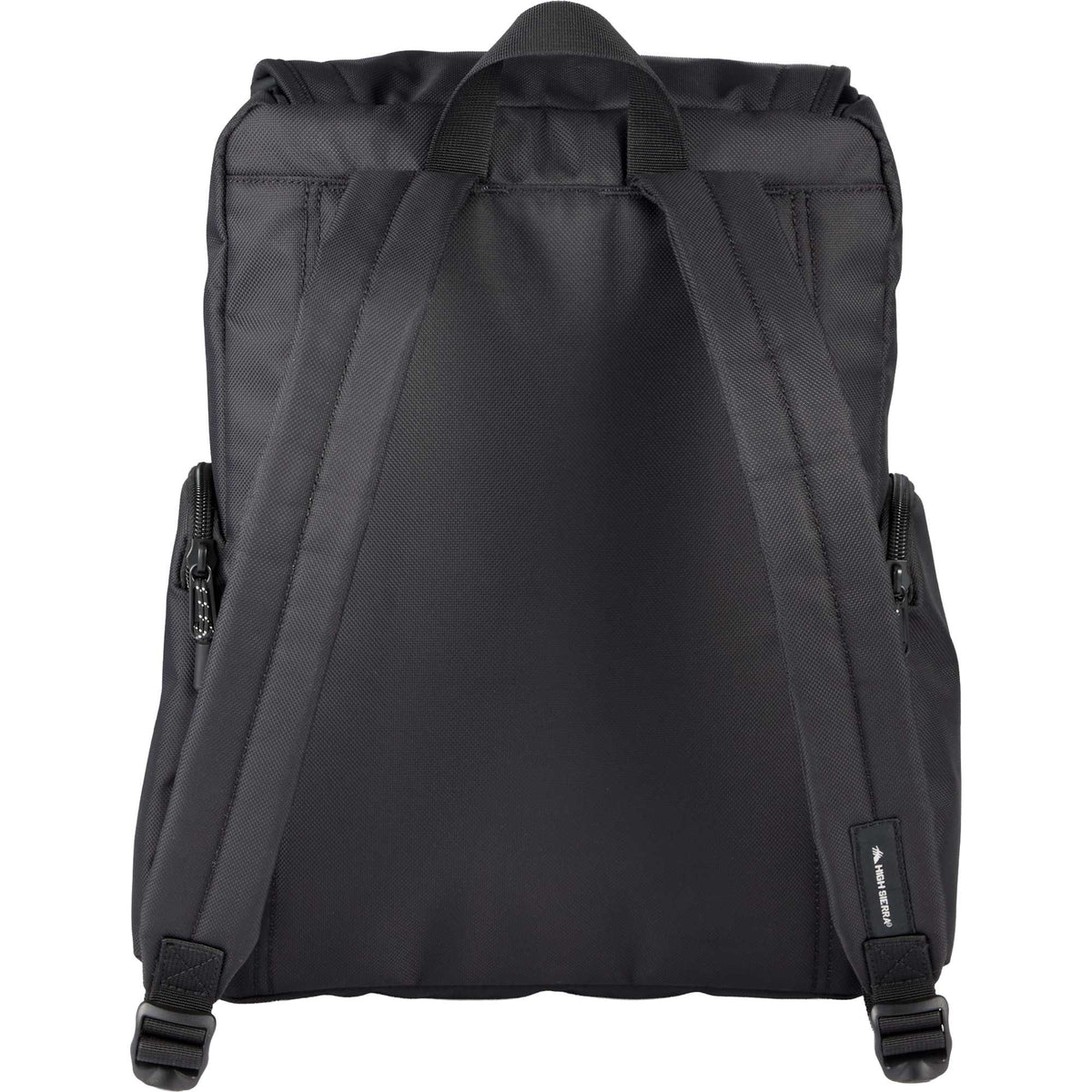 High Sierra Trekpoint Flap Backpack in Recycled Polyester Transfer - Black - Back