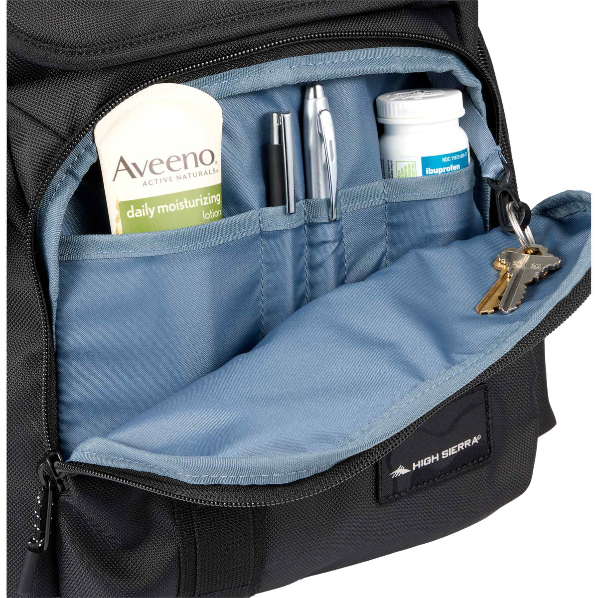 High Sierra Trekpoint Flap Backpack in Recycled Polyester Transfer - Black - Detail 2